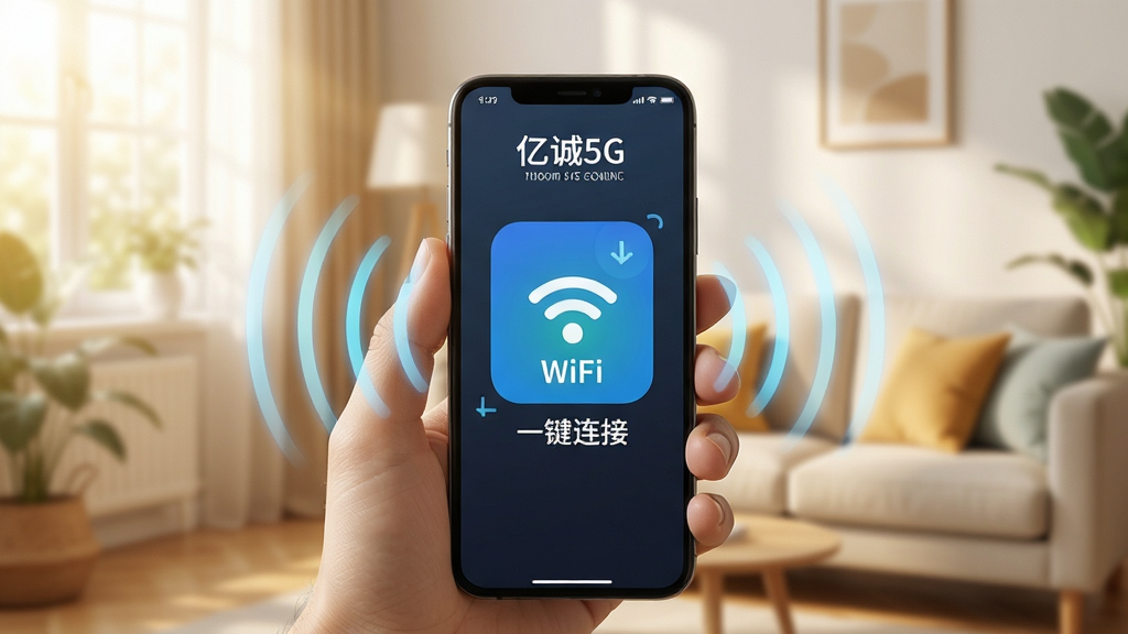 �ڳ�5G����������д��һֻ�������ֻ�����Ļ����ʾһ������WiFi�ɹ��Ķ���Ч������Χ���źŲ�����ɢ����������ܰ�ļҾӻ��������дʵ���������ʸɾ�