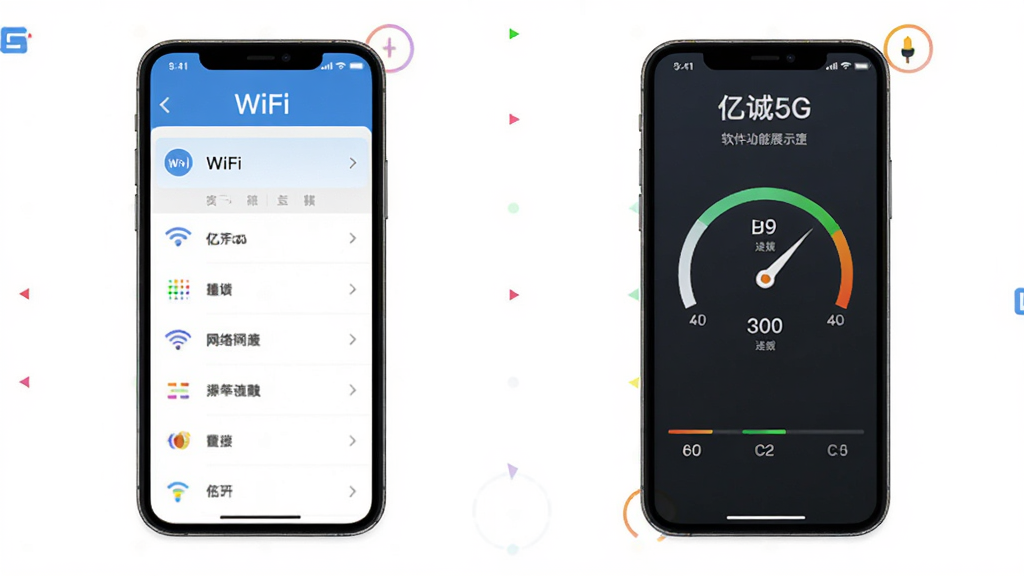 �ڳ�5G��������չʾͼ���ֻ���Ļ������ʾ�������WiFi�б����棬�ұ������ӳɹ����������ٽ��棬���岼������������ƽ�������ʸɾ��޶���Ԫ��