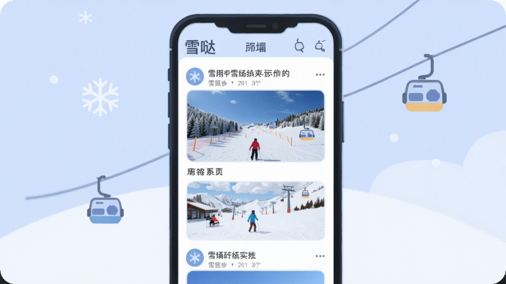 һ�š�ѩ�ա�Appѩ����̬ҳ��Ľ�ͼ���廭������չʾ�ֻ���Ļ��������û�������ѩ��ʵ����Ƭ�����֣��Ա���ѩ�����³���Сͼ���׺����ɫ����ɫ��Ϊ��������ƽ�������ʸɾ����޶���Ԫ��