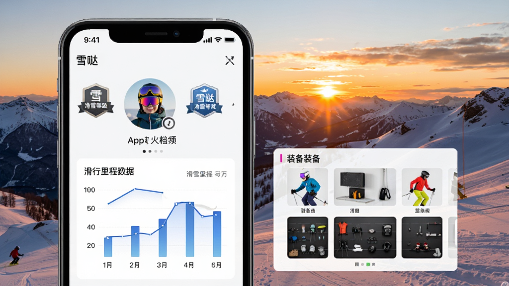 һ�š�ѩ�ա�App���˻�ѩ����ҳ������ͼ���������ֻ���Ļչʾ���û�ͷ�񡢻�ѩ�ȼ����¡������������ͼ���Լ�װ��չʾǽ��������ѩɽ���������������˶�ʱ�У����ʸ��壬�ɾ��޶���Ԫ��