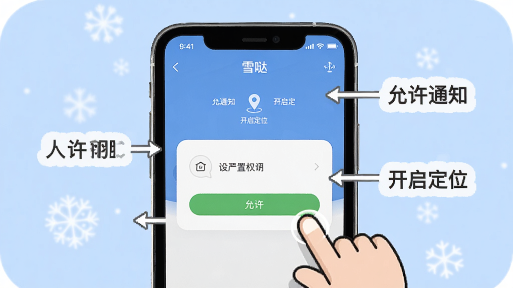 һ�š�ѩ�ա�App���ֲ���ָ����ʾ��ͼ���������ֻ���Ļ��ʾ������Ȩ�޵Ĳ����ͼ���Ա��п�ͨ��ָ��������������ע�ˡ�����֪ͨ������������λ�������֣���������͵���ɫ����������׶������ʸɾ��޶���Ԫ��