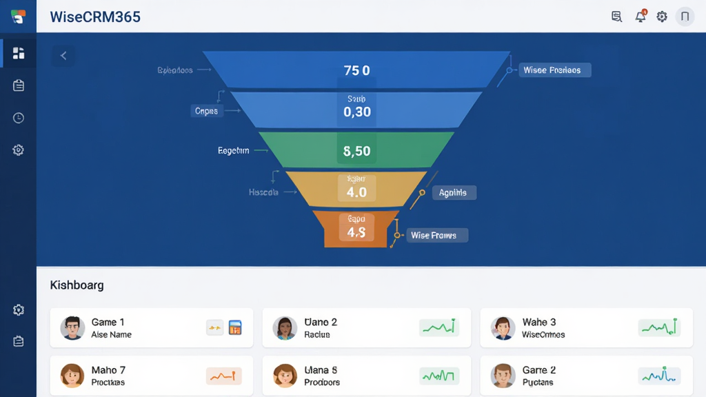 һ��չʾWiseCRM365����©���Ϳ�����ͼ�Ľ����ͼ����ͼ�������Ϊ���������֣��ϰ벿���ǲ�ɫ©��ͼ��ʾ��ͬ���۽׶ε��������°벿���ǿ����б���Ƭչʾ�ͻ����ƺ͸���״̬����ɫ������Ϊ�����Գ��̵�׺�����������в�Σ�������ִ���ƽ�������ʸɾ��޶���Ԫ�ء�