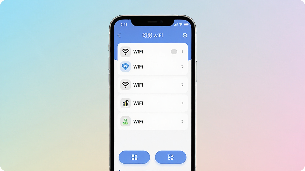 һ��չʾ��Ӱwifi����ˬ�޹��������ͼ��������һ���ֻ���Ļ����Ļ����ʾ�Ż�Ӱwifi���ļ�������棬ֻ��WiFi�б��ͼ������ܰ�ť��û���κι�����򵯴�������Ϊ����չʾ������Ϊ��ɫ���䡣�Ű漫�򣬷��ɾ����£�ϸ��Բ�󣬻����������޶���Ԫ�ء�