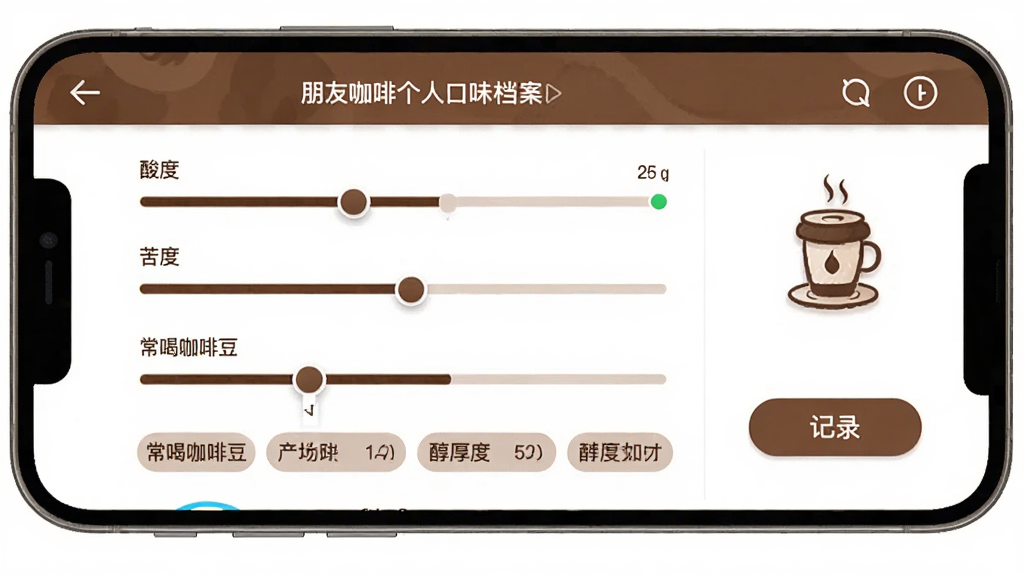 ���ѿ���App���˿�ζ�������棬�ֻ���Ļ��ʾ��ζƫ��ͼ����������ȡ���ȡ�����Ȼ���ͳ��ȿ��ȶ����ر�ǩ���Ա��п��ȱ�ͼ��ͼ�¼��ť�����������ݿ��ӻ�����������ɫ�������ʸɾ����޶���Ԫ��