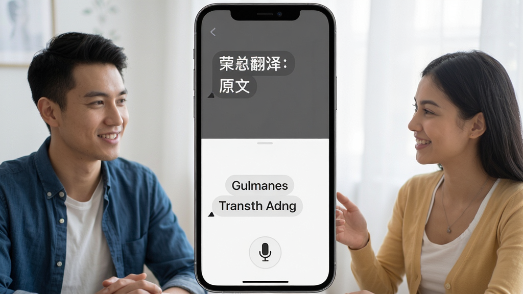 һ������App��ʵʱ�Ի�������棬����չʾ��������Ի��������ֻ���Ļ�м�����������֣��Ϸ���ʾ����ԭ�ģ��·���ʾӢ�ķ���������������˷簴ť������ִ��������������޶���Ԫ��