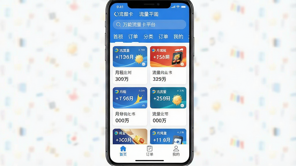 һ���ֻ�Ӧ�ý����ͼ�����������ǡ�����������ƽ̨��App����ҳ�棬������ʾ������ͷ����ǩ���м����������Ÿ����������ײͿ�Ƭ��ÿ�ſ�Ƭ�ϱ��������������ȣ��ײ��С���ҳ�������������ҵġ�����������ť���������������ɫ���������ˬ�����ʸɾ����޶���Ԫ��