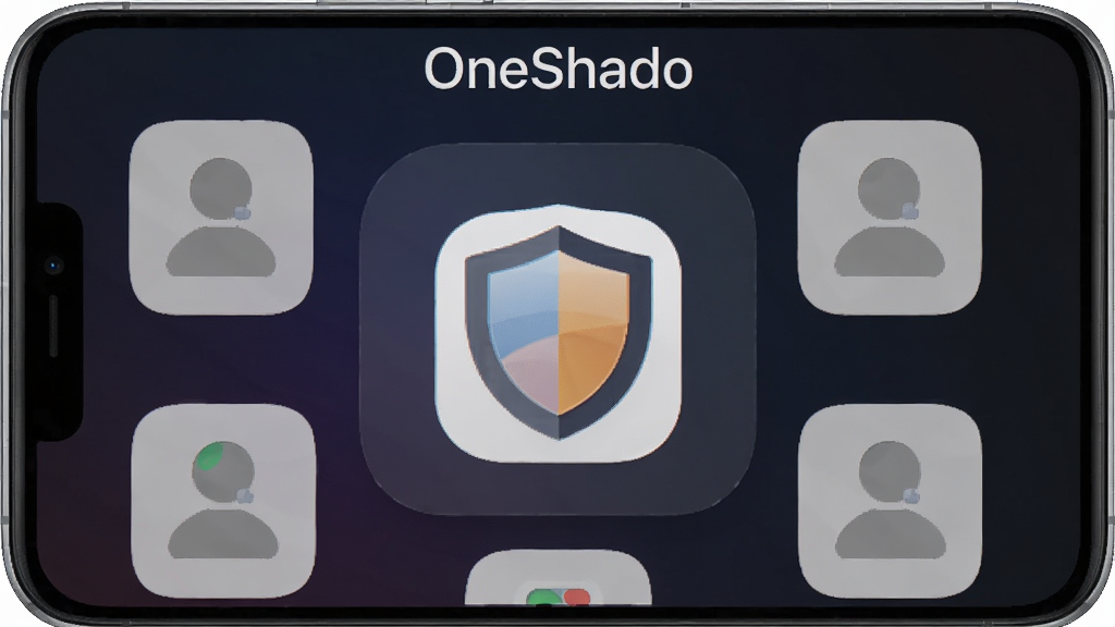 һ��չʾ OneShado ��������ȫò���ֻ������ͼ���ͼƬ��������һ���ִ������ֻ�����Ļ������ʾ OneShado Ӧ�������棬����������һ�����۵Ķ�����״ͼ�꣬��Χ�����ż���������Ӧ�õĻ�ɫռλͼ�꣬���ּ�࣬������ OneShado ���ֱ�ʶ����������ɫ������ϸ����ͼ���ԵԲ�����廭�ʸɾ��������޶���Ԫ��