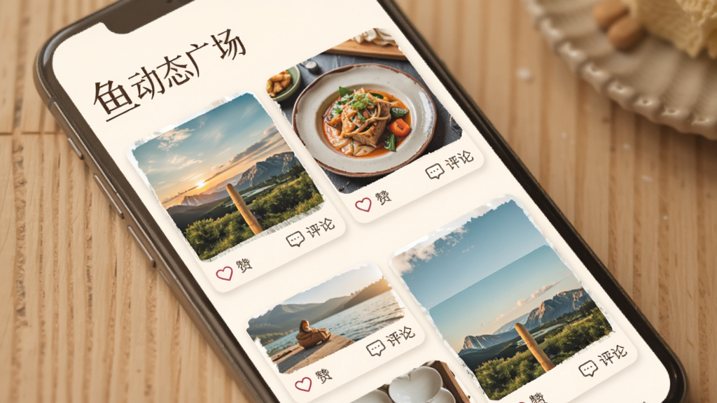 �����㶯̬�㳡ҳ�����ͼ���ֻ���Ļ��ʾ�ٲ���ʽ��ͼ�Ķ�̬��Ƭ������ʳ��Ƭ�ͷ羰�գ�ÿ����Ƭ�·��е��޺�����ͼ�꣬����ɫ����ů���Ű�������£�����������գ����ʸɾ����޶���װ��