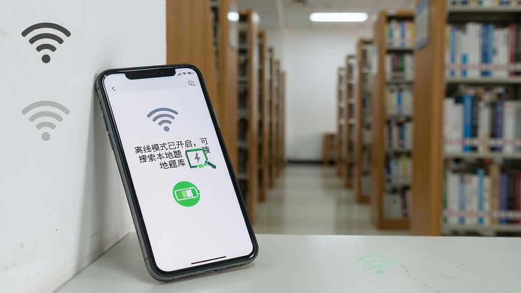 һ��չʾ��ҵ�𰸸�����������ģʽ���ܵ�ͼƬ��������һ���ֻ�����һ��û��WiFi�źű�־�Ľ�����ֻ���Ļ����ʾ�š�����ģʽ�ѿ�����������������⡱����ʾ���Ա���һ�����ͼ����ʾ�������㣬������ͼ�����ܣ����дʵ�������������޶���Ԫ��