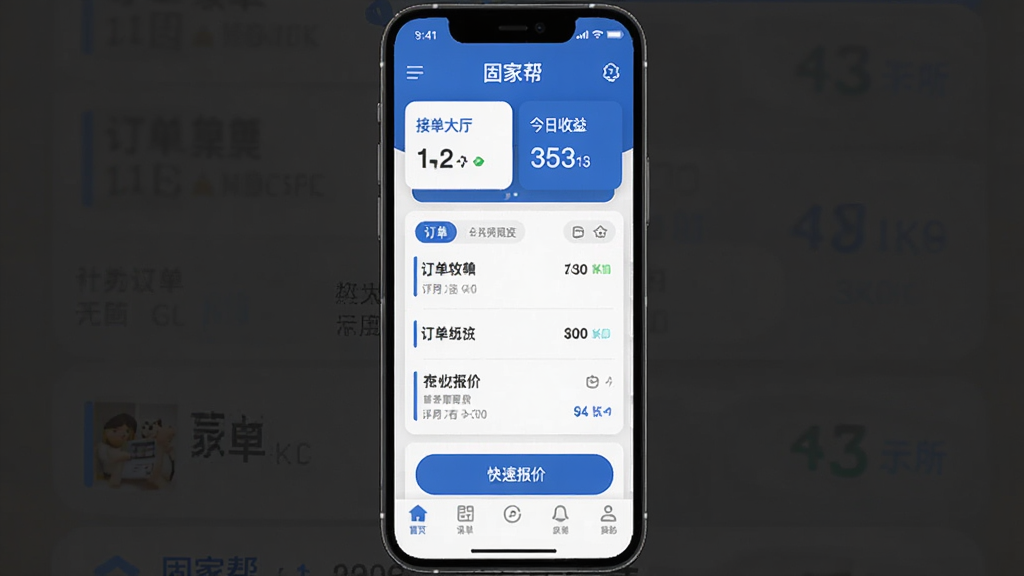 �̼Ұ�Ӧ��������ȫòչʾ���ֻ���Ļ����ʾ���̼Ұ������ҳ�������ǽӵ������ͽ����������ݿ�Ƭ���м��Ƕ����б��Ϳ�ݱ��۰�ť���ײ�Ϊ���������������������ɫ���������������ֱ�ǩ��ȷ����ƽ����Ʒ��ϸ��Բ�󣬻��ʸɾ��޶���Ԫ��