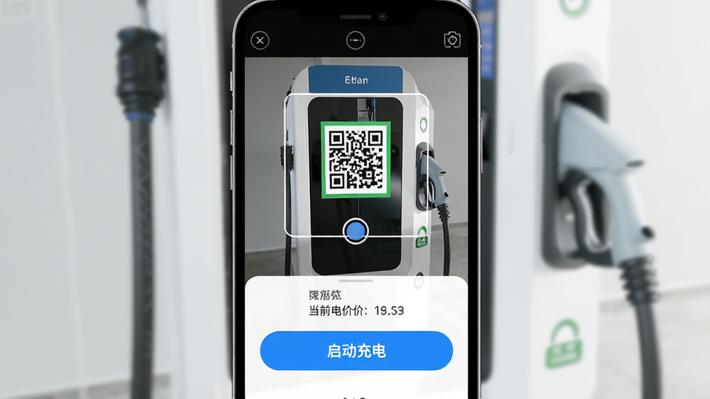 �����ɨ������棬�ֻ���Ļ��ʾ���ȡ�����׼���׮�ϵĶ�ά�룬�·�������������硱��ť�͵�ǰ�����Ϣ�������࣬������ť��Ŀ��������ɫ����ƽ����ƣ����ʸɾ��޶���Ԫ��