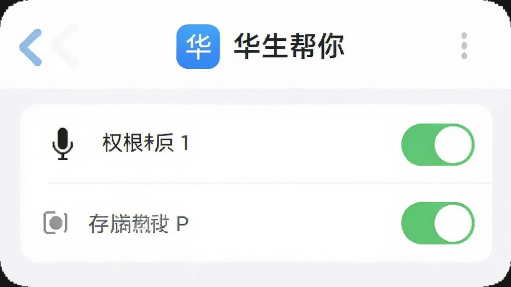��������APP���ֻ��ϵ�Ȩ�����ý����ͼ��չʾ��˷�ʹ洢Ȩ�޵Ŀ���״̬�������԰�ɫΪ������������ͼ������ڶ������Ű�����������࣬���ʸɾ�