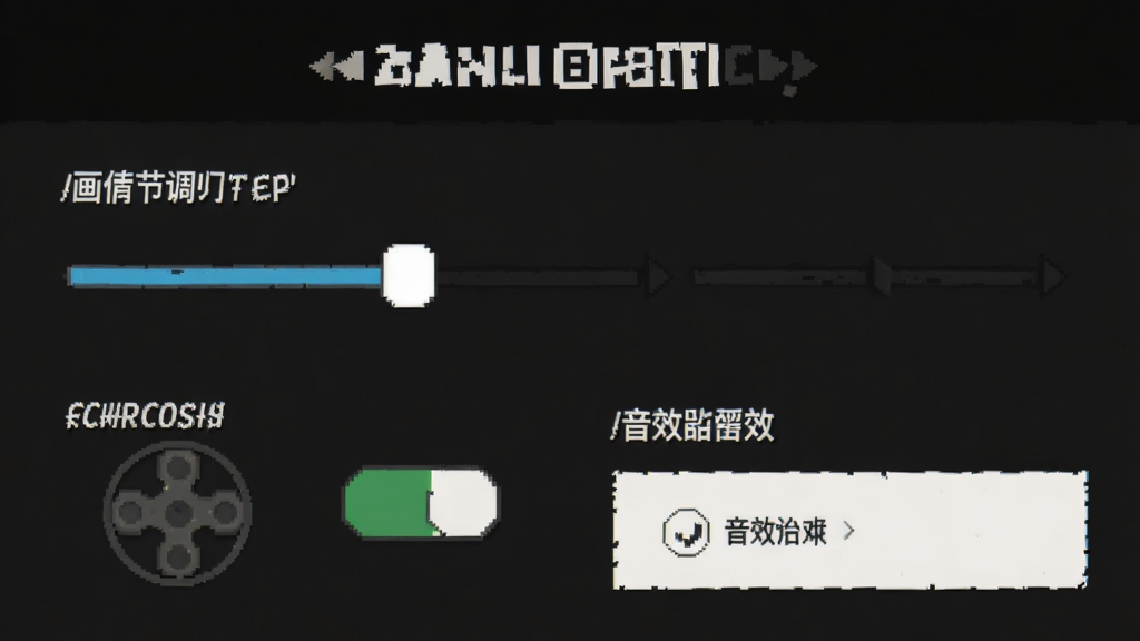 一张展示坦克一号游戏内设置界面的图片,画面中显示画质调节滑块、固定摇杆开关和音效选项,界面风格简洁,背景是深色,文字清晰可见,画质干净。