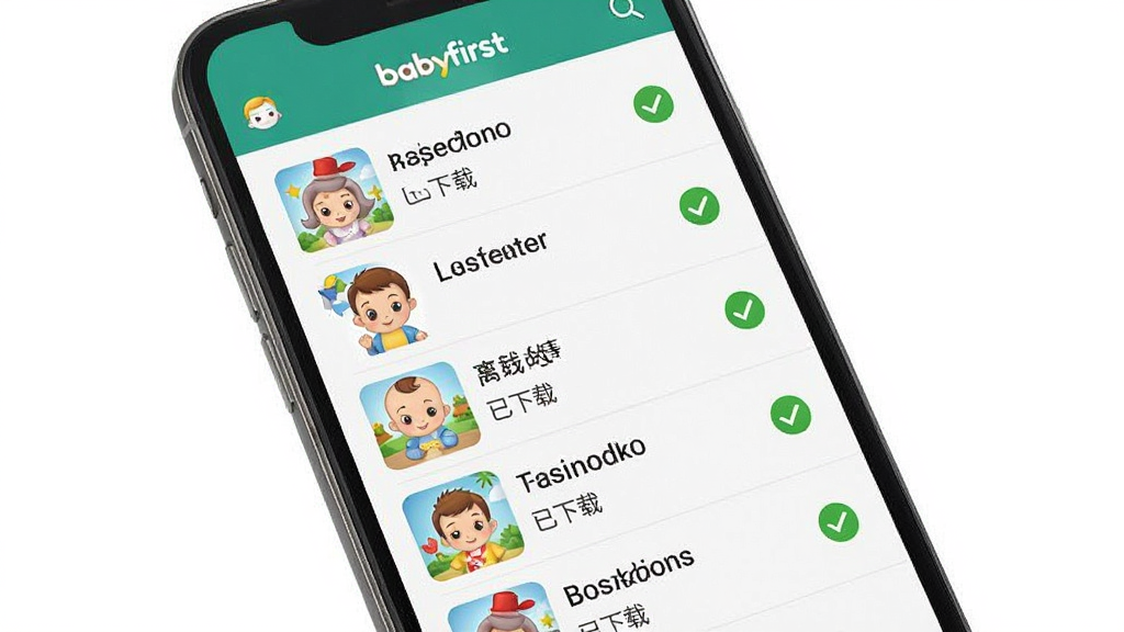 һ��չʾ babyfirst �������ع��ܵ���ͼ��ʾ�ʣ�������һ���ֻ���Ļ����Ļ����ʾ�� babyfirst �����ع������棬�����������������صĶ���͹����б���ÿ����Ŀ�Ա߶�����ɫ�ġ������ء��Թ�ͼ�꣬����Ϊ��ֱ�б�����������죬ϸ����ͼ������������Ϊ��ɫ�����ʸɾ����޶���Ԫ�ء�