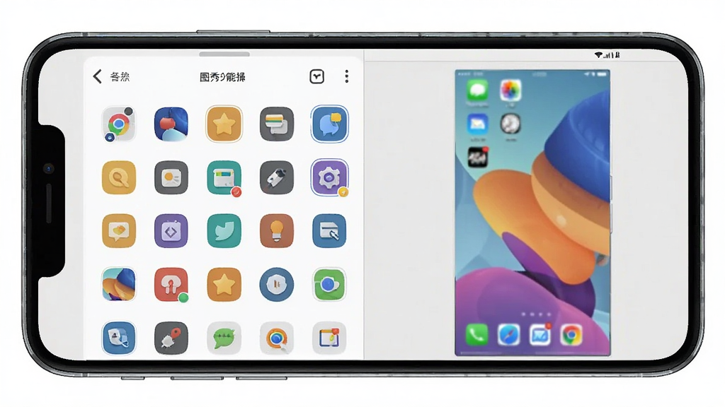 一张“图秀主页”图标替换功能的操作界面截图,画面主体是手机屏幕,屏幕内展示着图标选择面板和桌面预览效果,布局为左右分栏,风格现代扁平,细节清晰,画质干净,无多余元素