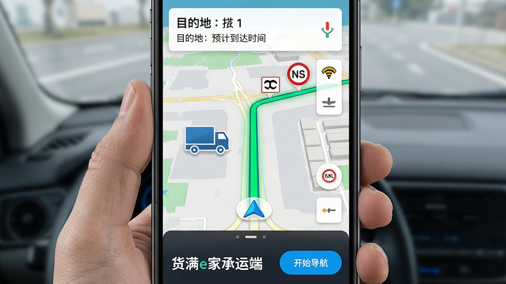 �ֻ���Ļ��ʾ����e�ҳ��˶����ܵ������棬���������Ǵ��л���ר��·�߱�ʶ�ĵ�ͼ�������϶�����ʾĿ�ĵغ�Ԥ�Ƶ���ʱ�䣬�м��Ǹ�����ɫ����·�ߣ��ײ��ǡ�����e�ҳ��˶ˡ����ֱ�ʶ�Ϳ�ʼ������ť�����дʵ�Ƽ��磬ϸ���ϵ�ͼ���л���ͼ����޸��޿���ʾ�ƣ����������ɾ��޶���Ԫ��