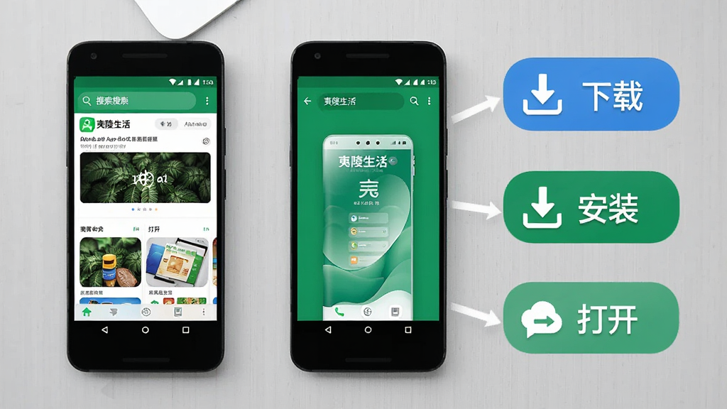 һ��չʾ���������App���ֻ��ϰ�װ��ʹ�ò����AI��ͼ������Ϊһ����׿�ֻ�����Ļ��ʾ��Ӧ���̵���������װ��ɵ����������ͼ���ֻ��Ա��С����ء�����װ�����򿪡��İ�ťͼ�꣬����Ϊǳ��ɫ���棬�����̷̳磬���ʸɾ����޶���Ԫ��