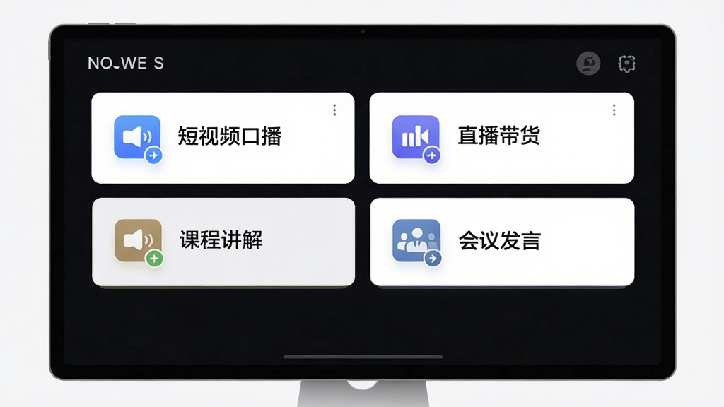 ������ೡ��ģ��ѡ����棬��Ļ�������š�����Ƶ�ڲ�����ֱ�����������γ̽��⡹�����鷢�ԡ��ĸ���Ƭ��ÿ����Ƭ�ж�Ӧ��ͼ���Ԥ�����֣������ɾ������ͳһ�������������޶���Ԫ��