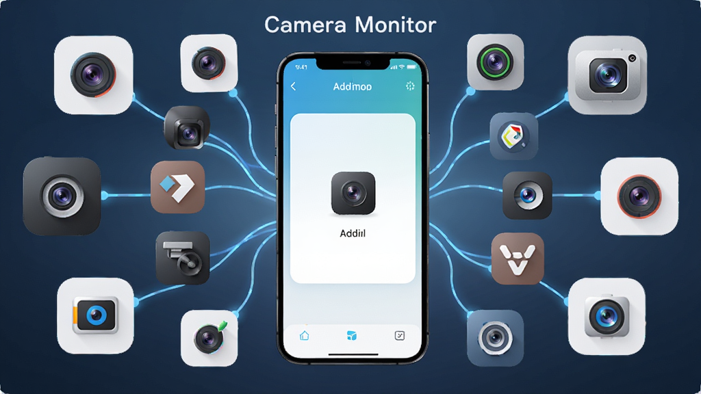 һ��չʾCamera Monitor�豸������ǿ��AI��ͼ���������ֻ���Ļ����Ļ����ʾ�������豸���棬��ΧƯ���Ų�ͬƷ�ƺ��ͺŵ�����ͷͼ�꣬����Ϊ�����������״���Ű��в�θУ����Ƽ���ʮ�㣬ϸ����ͼ�������ɱ棬�����������������ʸ���ɾ����޶���Ԫ�أ�ͼƬ�д������֡�Camera Monitor����