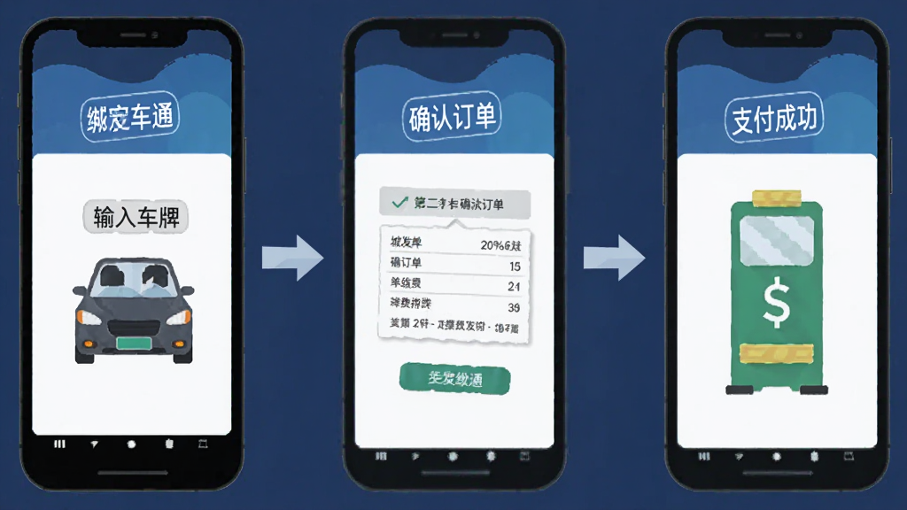 �Ƿ�ͨ�ֻ�App����ָ��ʾ��ͼ������Ϊ�ֻ���Ļչʾ�󶨳��ƺͽɷѲ��裬����Ϊ����������ͼ����һ�����복�ƣ��ڶ���ȷ�϶�����������֧���ɹ����Ű�������������У�����ƽ���̷̳��ϸ��ͼ�������ˣ����ʸɾ��޶���Ԫ�أ�ͼ����ʾ�Ƿ�ͨ����