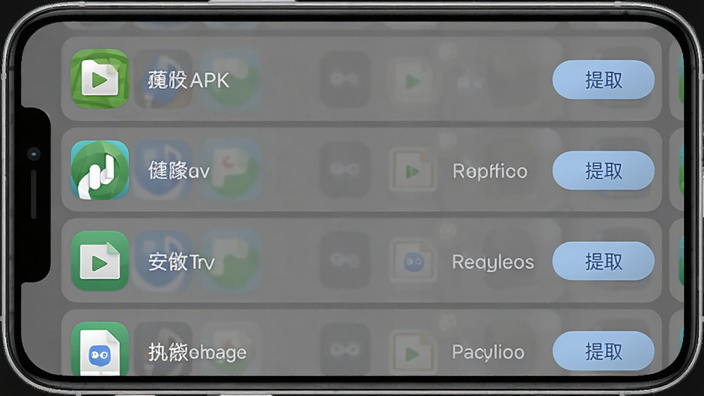 �г�ħ�����ְ�װ����������ȡ���ܽ��棬չʾ�ֻ���Ļ�ϵ�APK�ļ��б���ÿ���ļ�����ʾӦ��ͼ������ƣ��Ҳ�����ȡ��ť������Ϊ˫�����񣬷����ˬ����ϸ����ͼ��Բ�󣬻��ʸɾ��޶���Ԫ�أ����塣
