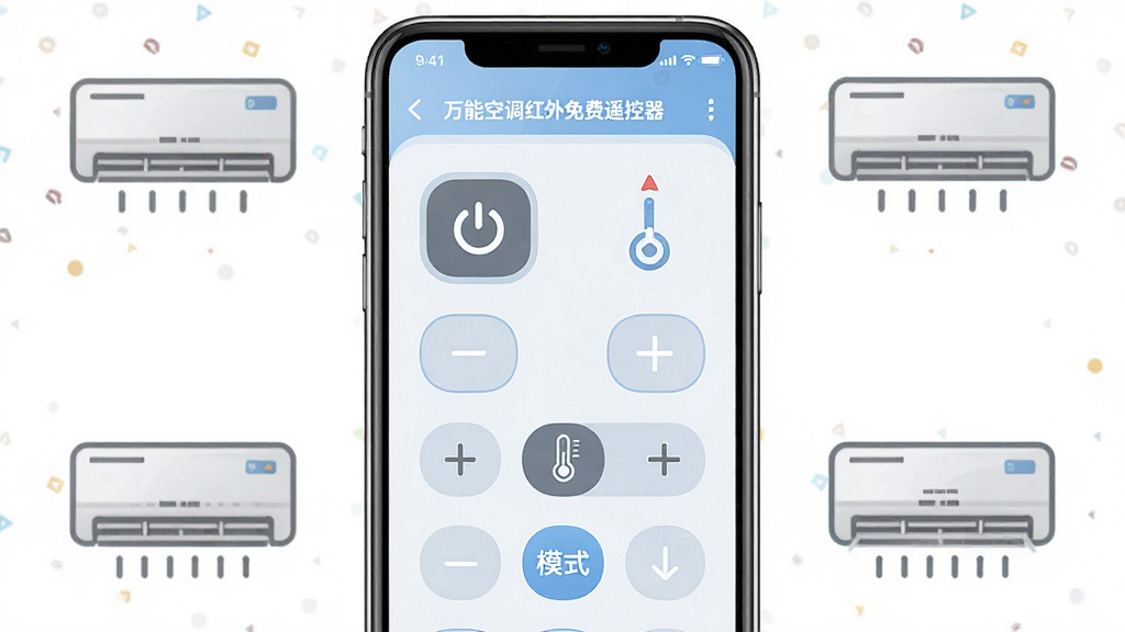 һ��չʾ���ܿյ��������ң����App�������ͼƬ������������һ�������ֻ����ֻ���Ļ����ʾ�����ܿյ��������ң�����Ĳ������棬�������е�Դ���ء��¶ȼӼ���ģʽ�л��Ȱ�ť���ֻ���Χ�����Ų�ͬƷ�ƵĿյ�ͼ�꣬���ּ�࣬�Ű���У�����ִ���ƽ����ϸ��Բ�����������ʸɾ��������޶���Ԫ��