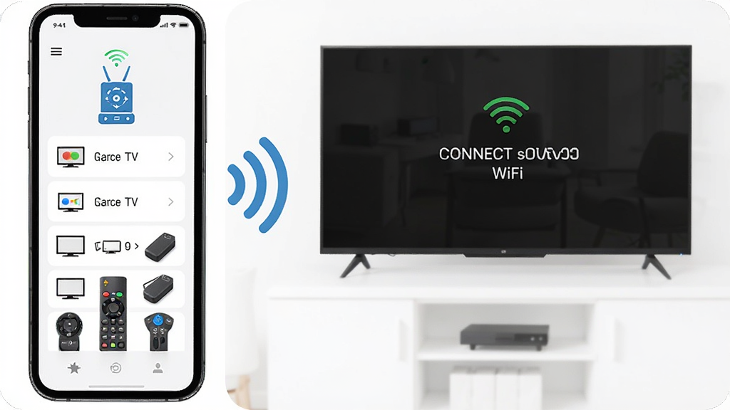���ӻ�ң����App��WiFi���ӽ��棬�ֻ���Ļ��ʾ���������������ĵ����豸�б����Ա���·����ͼ���WiFi�źŲ��ƣ�������Ļ��ʾ���ӳɹ���ʾ������Լ�ִ����������������ʸɾ��޶���Ԫ��
