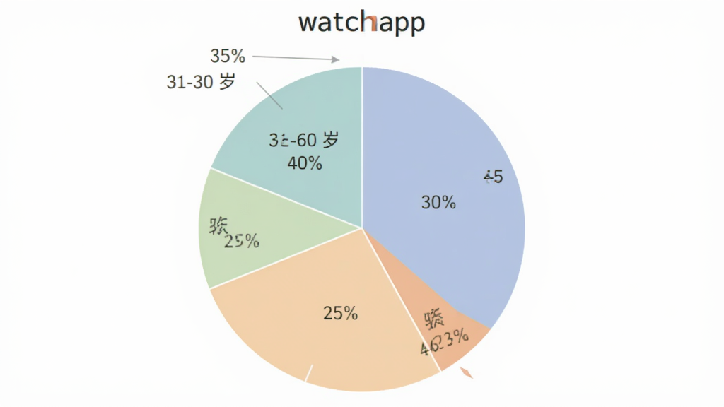 һ�ű�״ͼ��չʾ��watchapp���û�����ֲ���18-30��ռ��35%��31-45��ռ��40%��46-60��ռ��25%��ͼ����ɫ��ͣ���ע����������࣬���ʸɾ�