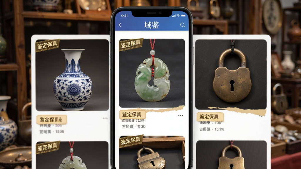 ���APP�����г�ҳ���ͼ���չʾ���ֻ���Ļ��ʾ������Ŀ�Ĺ�����Ʒ�б������໨��ƿ��������Ҽ�����ͭ���ȣ�ÿ����Ʒ���С��������桱��ǩ�������ǹ����г���ľ��չ�ܣ�������ͣ����ʸɾ���ͻ���������ƽ̨�Ľ��׷�Χ