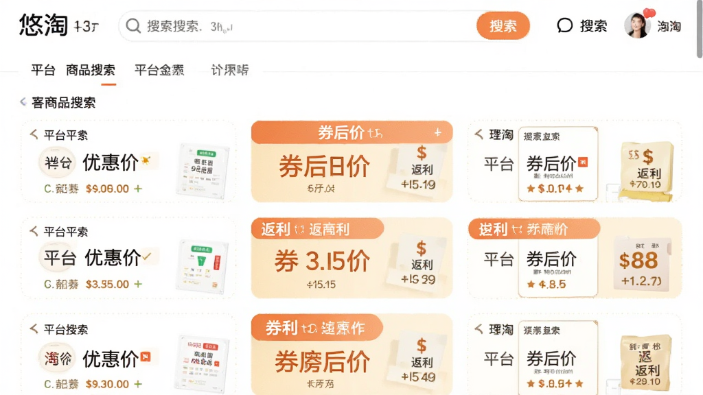 ������Ʒ�������棬��������б�չʾ��ͬƽ̨���Ż�ȯ�ͷ���������Ŀ�ı�ǩ��ע��ȯ��ۡ��͡��������������Ű�����������࣬���ʸɾ�