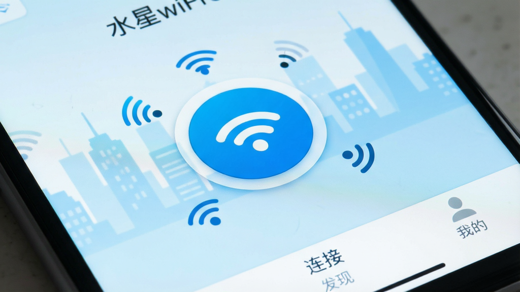 һ���ֻ���Ļ��д���棬��Ļ����ʾ�š�ˮ��wifi��Ӧ�õ������棬����������һ���޴��Բ�����Ӱ�ť����ť��Χ�����ż����ź�ͼ�꣬������ǳ��ɫ�ĳ��м�Ӱ������ײ��С����ӡ��������֡������ҵġ�������ǩ������������ˬ�ִ���ɫ������ɫ�Ͱ�ɫΪ�������ʸɾ��������޶���Ԫ��