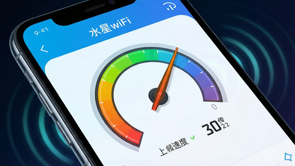 һ���ֻ���Ļ�Ķ�̬��ͼƬ����Ļ����ʾ�š�ˮ��wifi���Ĳ��ٽ��棬һ��Բ�ε��Ǳ���ָ��ָ����������Ա���ʾ�������ٶȺ��ϴ��ٶȵ����֣�������΢�����źŲ�����ɢЧ����������Ƽ���ʮ�㣬ɫ�����������ʸɾ��޶���Ԫ��