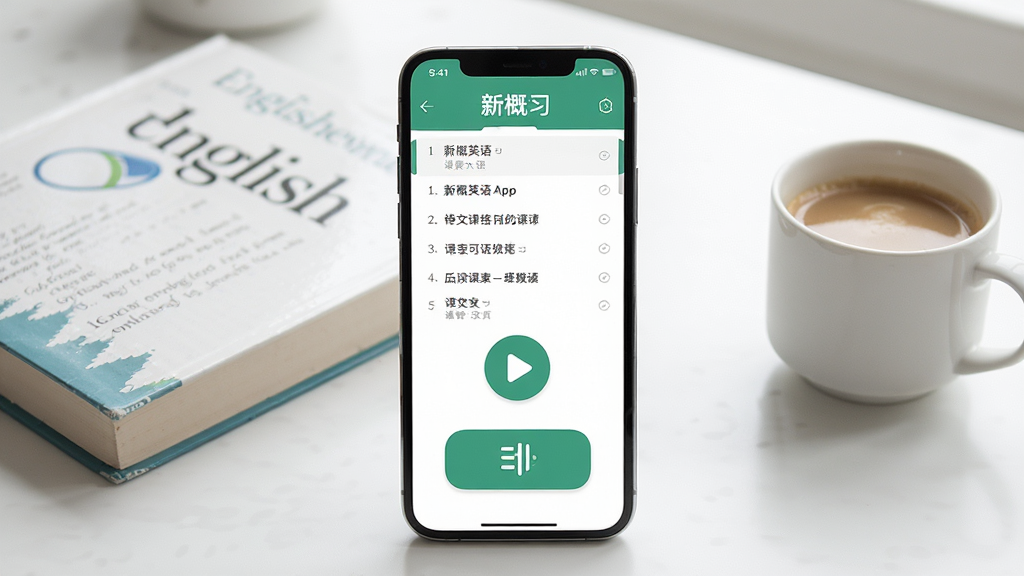 ��������¸���Ӣ��App�ĺ���ȫò����������չʾһ�������ֻ����ֻ���Ļ����ʾ���¸��App�������棬���沼�ְ��������б������Ű�ť�͸�������ͼ�꣬�����Ǹɾ�����������������һ��Ӣ�����һ�����ȣ���������ִ���ϸ�����������ʸɾ��޶���Ԫ��