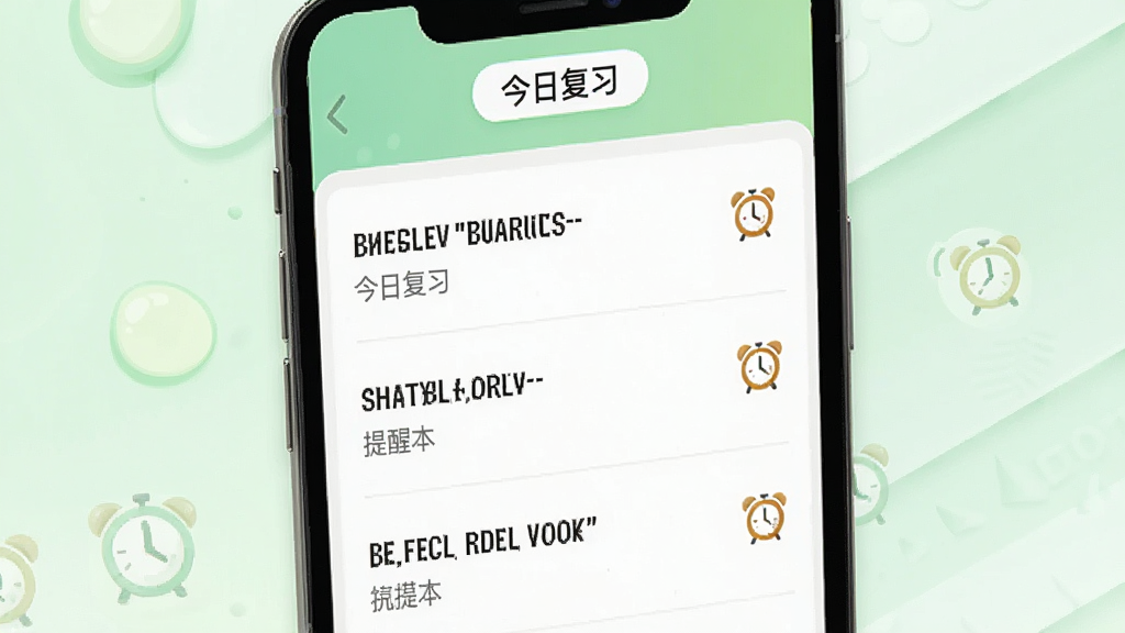 չʾ�¸���Ӣ��App�����ʱ����ܽ��棬�ֻ���Ļ��ʾһ���б�������������Ӣ�ĵ��ʺ��������壬ÿ�������Ա��и�С����ͼ���ʾ��ϰ���ѣ���Ļ�Ϸ��С����ո�ϰ���ı�ǩ�������ǵ���ɫ�Ͱ�ɫ�������ˬ�����ʸɾ��޶���Ԫ��