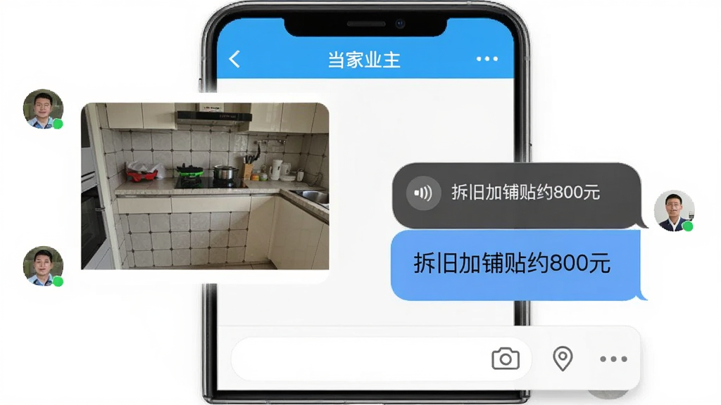���ҹ���App���챨�۽��棬�ֻ���Ļ��ʾ�Ի����ݣ����ҵ������һ�ų�����ש��Ƭ���Ҳ�ʦ���ظ������������ֱ��ۡ���ɼ�����Լ800Ԫ�����ײ�������Ա��������λ��ͼ�꣬��������죬���ʸɾ������������ɱ�