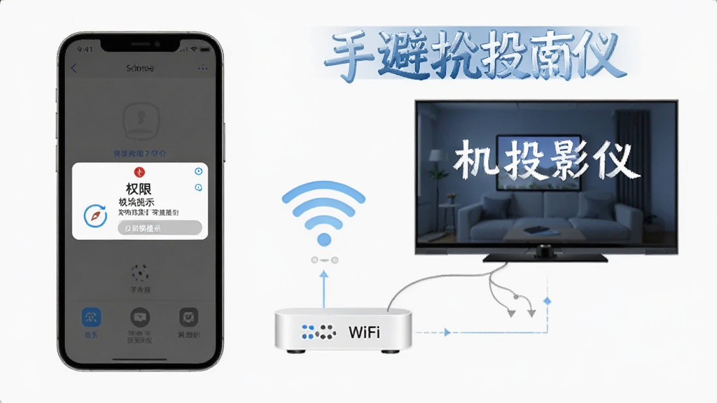 �ֻ�ͶӰ�����ֱܿ�ָ��ʾ��ͼ���ֻ��͵�������ͬһ��WiFi·�������ֻ�����ʾȨ����ʾ�������д����ֻ�ͶӰ�ǡ����ֱ�ʶ����Ϣͼ��񣬲������������ʸɾ�