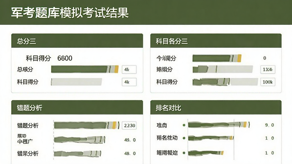 �������ģ�⿼�Խ��ҳ�棬��ʾ�ֺܷ͸�����Ŀ�÷֣��·��д�������������Աȣ������Ծ���ɫ�Ͱ�ɫΪ��������չʾ�����������רҵ�����ʸɾ��޶���Ԫ��