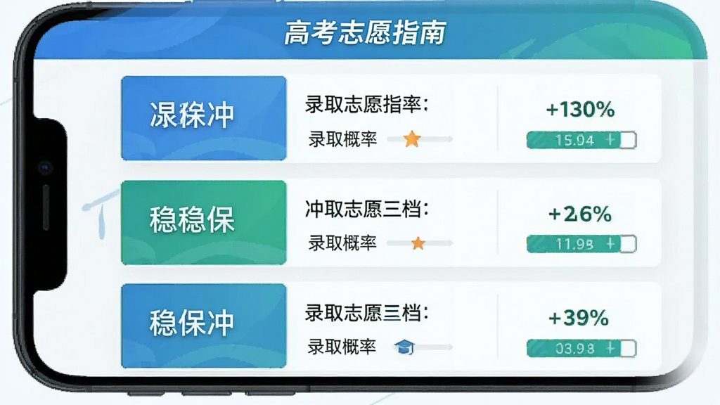 �߿�־Ըָ�������Ƽ����ܽ��棬�ֻ���Ļ��ʾ���ȱ�����ԺУ�б���ÿ��ѧУ�Ա���¼ȡ���ʰٷֱȣ����ַ���������������ɫ������ƽ�������ʸɾ��޶���Ԫ�أ���Ļ���ְ������߿�־Ըָ�ϡ�