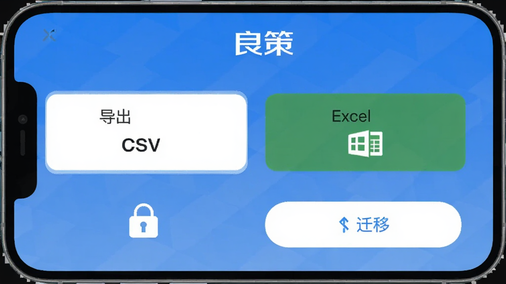 ���߼���Ӧ�õ����ݵ������棬�ֻ���Ļ��ʾ������ʽѡ��CSV��Excel���·��б��ش洢����ͼ���Ǩ�ư�ť����������ɫ��Ϊ����������ˣ����ֱ�ע�����ߡ������ʸɾ�