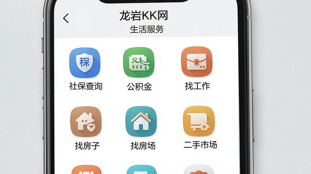 һ���ֻ�App����չʾͼ����Ļ����ʾ�š�����KK�����ġ��������ҳ�棬ҳ�������������Ÿ��ַ���ͼ�꣬�硰�籣��ѯ�����������𡱡����ҹ����������ҷ��ӡ����������г����ȣ�ÿ��ͼ�궼��Ƶúܾ��£������ǵ��ŵ�ǳ��ɫ������������ֱ�ۣ����ʸɾ�