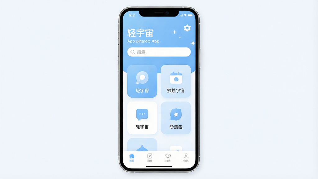 һ���ֻ���Ļչʾ���棬���������ǡ������桱App�������棬���岼�ּ����ˬ��������ʾ�ʺ�����������м������ż������ܿ�Ƭͼ�꣬�ײ��ǵ�����������ִ���ƽ������ɫ��ǳ���Ͱ�ɫΪ����ϸ��Բ�󣬻��ʸɾ��������޶���Ԫ��