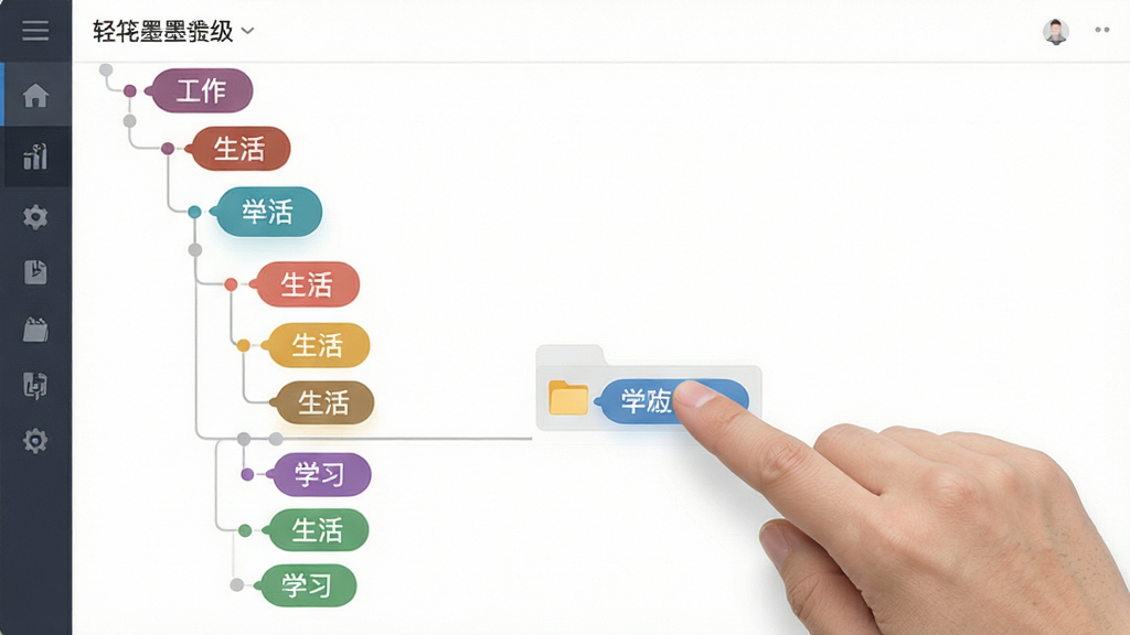 ���ī�༶��ǩ�������棬����չʾһ����״�ṹ�ı�ǩ��ͼ����ͬ��ɫ��ǩ�繤�������ѧϰ������������ָ����קһ����ǩ���ļ����У��������룬����ִ���ƽ��ϸ�ھ��£����ʸɾ��޶���Ԫ��