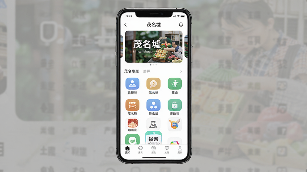 һ��չʾ��ï���桱App����ȫò����ͼ��������һ�������ֻ�����Ļ��ʾ��ï���桱App��ҳ���棬����Ϊ�����ֲ�ͼ���в�����ͼ�����񡢵ײ����������Ű���иɾ������Ϊ�ִ���ƽ����ƣ�ϸ�ڰ���Բ���ͼ����������������壬���ʸ��塢�ɾ����޶���Ԫ��