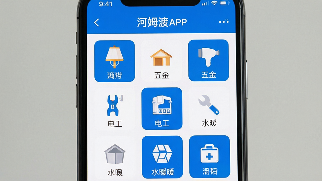 ��ķ��App��Ʒ����ҳ�棬��������Ϊ�ֻ���Ļ��д����Ļ��չʾ����������״��Ʒ����ͼ�꣬�����ƾߡ���𡢵繤��ˮů����𣬽�������ˬ��������ɫ�������ʸɾ����޶���Ԫ��