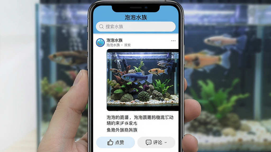 һ���ֻ���Ļ��ͼ��չʾ������ˮ�塱App�ڵ�����Ȧ���棬������������͡�����ˮ�塱���֣��м����û������������Ƭ�������������·��е��޺����۰�ť�����岼������������࣬���ʸɾ�