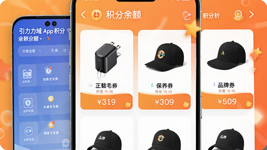 һ��չʾ������App�����̳ǽ����ͼƬ���������ֻ���Ļ��ʾ�������Ϳɶһ�����Ʒ�б����������س����������ȯ��Ʒ��ñ�ӵȣ�ÿ����Ʒ�·��жһ�����������֣�������ů��ɫ���䣬�����ô����У������������޶���Ԫ��