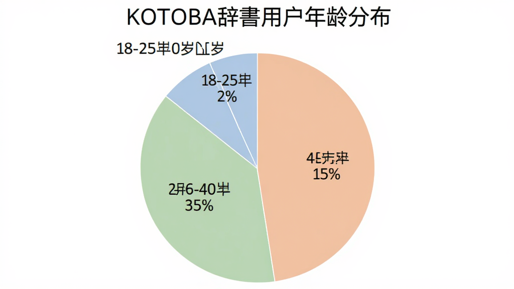 һ�ű�״ͼ������Ϊ��KOTOBA���û�����ֲ�����ͼ����ʾ18-25��ռ45%��26-40��ռ35%��40������ռ20%����ɫ��ͣ�ͼ������������࣬���ʸɾ����޶���Ԫ��
