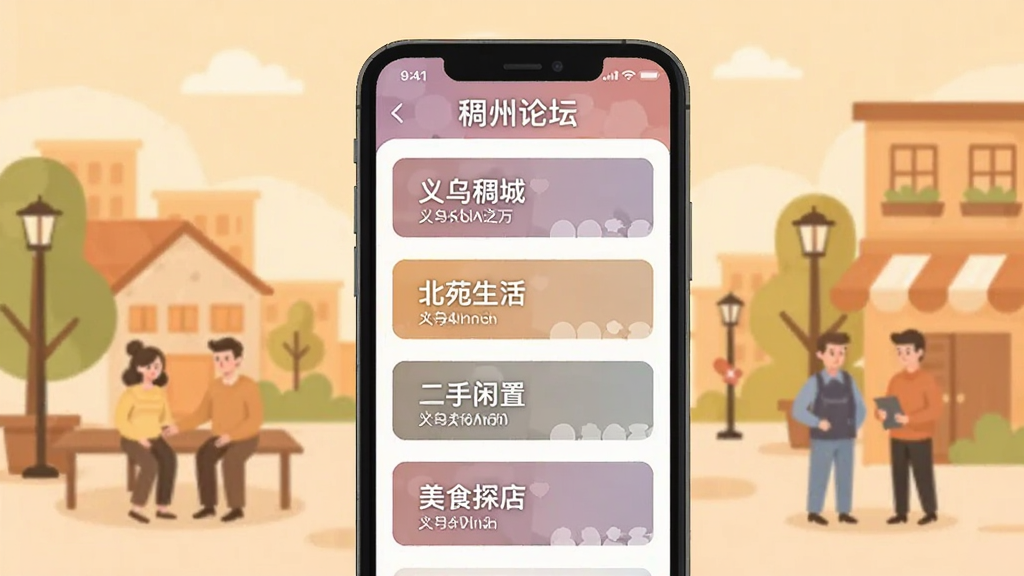 ������̳App��ҳ��չʾ��������һ���ֻ���Ļ��ʾ������̳�ı���Ȧ���б������������ڳ��ǡ�����Է������������á�����ʳ̽�ꡱ��Ȧ����ڣ�ÿ��Ȧ���Ա���������ʶ��������ůɫ�������������廭�������ܰ��ƽ�����ֱ�ǩ���������ʸɾ��޶���Ԫ��