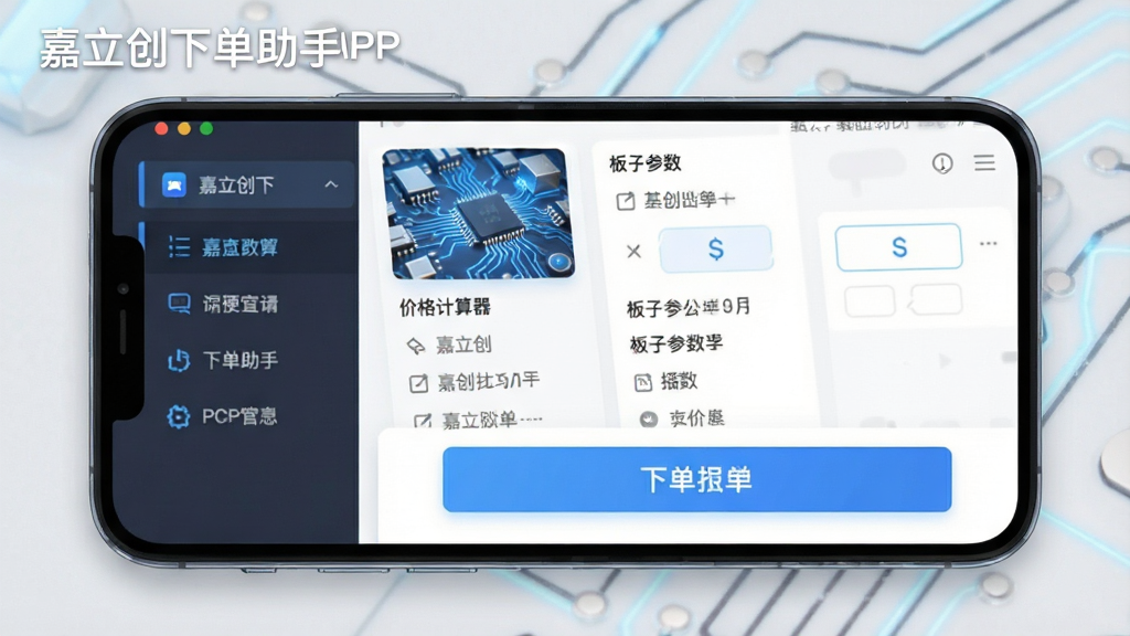 һ��չʾ�������µ�����APP���Ľ����ͼƬ���������ֻ���Ļ����ʾ��PCB�µ�ҳ�棬��������������ǹ��ܲ˵������м��Ǽ۸�������Ͱ��Ӳ���ѡ��ײ�����Ŀ���µ���ť���Ű����ִ�������Ǳ�ƽ���Ƽ��磬ϸ���ϴ��е�·����������ɫ����Ԫ�أ����ʸ���ɾ����޶���Ԫ�أ������д������֡��������µ����֡�