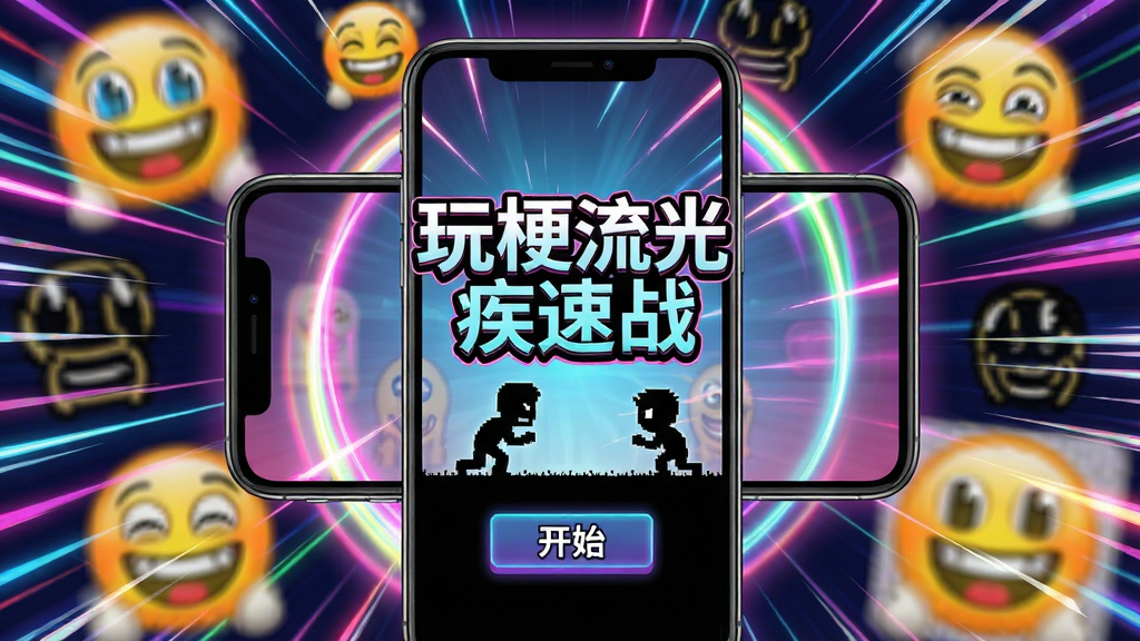 һ��չʾ�湣���⼲��ս��Ϸ�������ͼƬ�������������ֻ���Ļ����Ļ����ʾ���湣���⼲��ս����Ϸ����Ϳ�ʼ��ť��������������ʵĶ�̬������ģ���������ȹ������Ԫ�ء������ϣ��ֻ�λ�ڻ������м䣬��Χ�����Ų�ɫ�Ĺ��κ��ٶ��ߡ��Ű������ˣ��ص�ͻ����Ϸ���ơ������������˼ӿ�ͨ��Ц���硣ϸ���ϣ��ֻ���Ļ��������С�����ƴ����ļ�Ӱ�����δ����޺��ʸС�����������ɫ�����ޣ��ɾ��޶���Ԫ�ء�